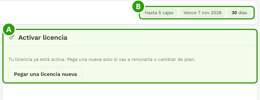 Activar licencia pasos en De la Venta