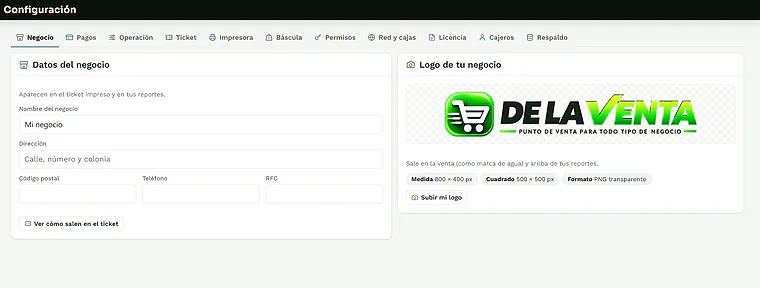 Configuracion en De la Venta