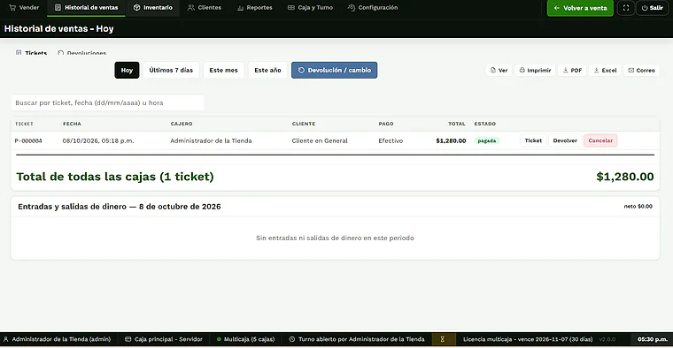 Historial de ventas en De la Venta