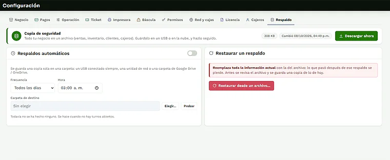 Respaldo en De la Venta